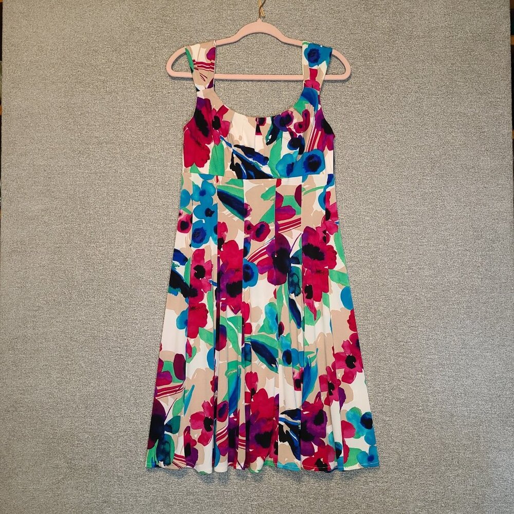 London Style Watercolor Floral Sundress Womens Sz 10
